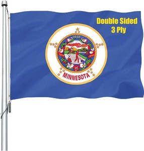 $21 Minnesota Flag 3x5 Outdoor Double Sided - Heavy Duty 3Ply Polyester Minnesota State Flags Long Lasting 4 Rows Hemming MN Flag with 2 Brass Grommets 3 X 5 Ft