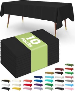 Pureegg Plastic Table Cloth Disposable 10 Pack, 54 x 108 Inch Table Cloths, Halloween Party Decorations, Summerween Decor, Halloween Tablecloths, Rectangle, Plastic Cover, Leakproof & Sturdy, Black