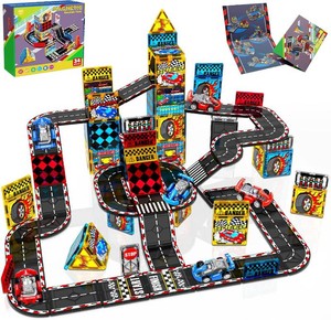 $19 Magnetic Tiles Road Set  Magnet Tiles Race Track, Magnetic Car Racing Tile for Kids Ages 4-8 5-7, Magnetic Tile Rails Building Toys STEM Learning Sensory Birthday Gifts for 3 Years Old Boys Girls
