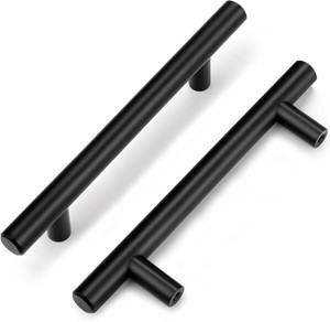 $45 Probrico 30 Pack4 Inch Hole Centers Solid Cabinet Pulls Stainless Steel Round T Bar Cabinet Handles Black Drawer Pulls, Kitchen Cabinet Hardware for Cupboard Wardrobe Drawer Closet Nightstand