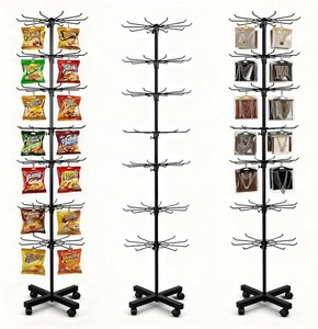 $30 7 Tier Rotating Rack Shelves Retail Display Stand,Jewelry Keyring Socking Hats,Movable Shop Spinner for Toys Show,Adjustable height,retail display racks For Store Display,Black