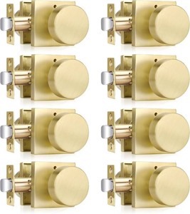 $189 Haidms Gold Door Knobs Interior Privacy, Heavy Duty Square Brushed Gold Interior Door Knobs for Bedroom Bathroom, Zinc-Alloy Door Knobs (8 Pack)