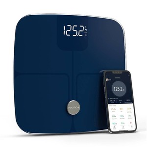 $29 Nautica Smart Scale for Body Weight   BMI, Body Fat, Muscle Mass   12 Metrics, Bluetooth App, ITO Technology, Hidden LED Display, 440lb Capacity   Body Tracker