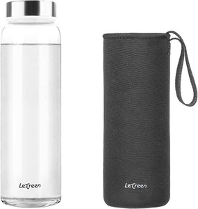 $16 Glass Water Bottle 32 oz, Borosilicate Wide Mouth Glass Water Bottle with Neoprene Sleeve, BPA-Free Leak Proof Reusable for Hot Cold Drinks, Work, Gym, Home, 1 Pack