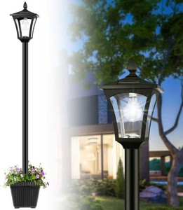 $40 Derynome 72 Solar Lights Outdoor, 6000K Waterproof Solar Post Lamp Ligts with Planter, Dusk to Dawn Garden Lights for Backyard, Pathway, Patio,Lawn, Driveway Decor