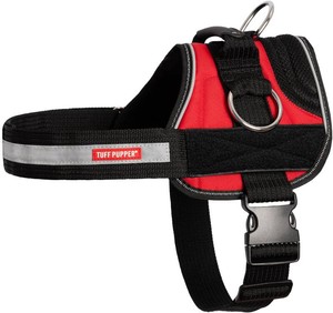 $25 Tuff Pupper Fast Fit Harness for Small Dogs  No Pull No Choke, Escape-Proof  Rugged Padded Breathable Vest  Traffic Control Handle  3 Leash Clips  Reflective Trim  Easy On Off (S, Red)