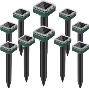 $50 Mole Repellent Solar Powered, 10 Pack Waterproof Ultrasonic Gopher Repellent Outdoor, Sonic Vole Deterrent Spikes for Yard Lawn Garden Farm, Repel Groundhog Snake Squirrel Chipmunk Rat