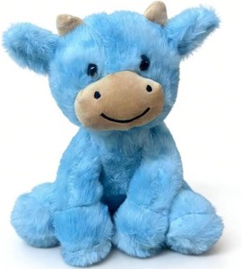 YUKOUQIAN Cute Cow Plush Stuffed Animal Doll Toy 8 inch for Girls Boys (Siting Cow CAI Blue)