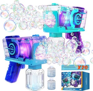 $22 Eaglestone Bubble Gun for Kids 2 Packs, Automatic Bubble Machine, 10-Hole Bubbles Wands Blaster for Toddlers with LED Lights & Solution, Easter, Party Favor, Outdoor Toys for Boys & Girls