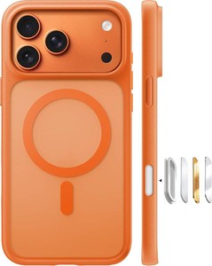 $30 TORRAS Stronger Magnetic & Shockproof for iPhone 17 Pro Max Case, Fit for MagSafe, Military Grade Drop Protection, Camera Control, DIY Button, Slim for iPhone 17 Pro Max Case Translucent Orange