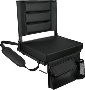 $27 Stadium Seats with Back Support,Bleacher Chairs with Cushion, Portable Folding Stadium Chair with Removable Cushion and Large Pocket for School Events Sports Game