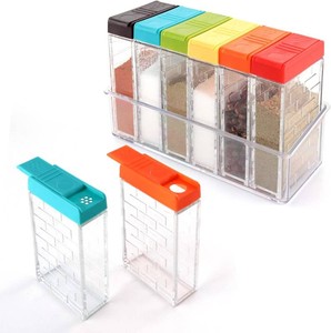 $15 URALFA Spice Shaker Jars, Plastic Seasoning Shaker Box Condiment Set for Travel, Seasoning Storage Containers,Color