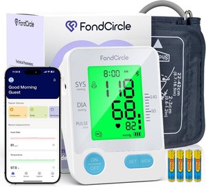 $40 Blood Pressure Monitor, Upper Arm Blood Pressure Monitor for Home Use, Stores 2x99 Readings, Bluetooth Enabled with 8.6-16.5 Cuff, Large Backlit Display, Data Sync App for iOS & Android