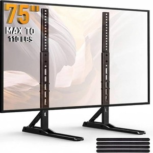 $24 PERLESMITH Universal TV Stand Mount for 20-75 Inch TVs, Height Adjustable Table Top TV Stand, Great Load-Bearing Replacement TV Legs with Steel Holds up to 110lbs, Max VESA 800 x 600mm PSTVS01