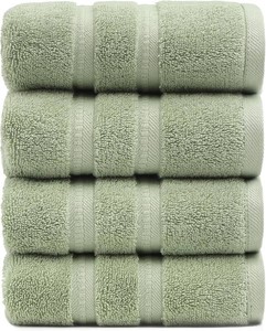$23 Simple&Opulence 4 Pcs Premium Hand Towels 16x28, 600 GSM 100% Ring Spun Cotton, Highly Absorbent, Ultra-Plush & Durable Towels Set for Bathroom, Gym, Spa, Shower, Hotel (Sage Green)