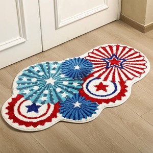 $47 HunnmingRe 48 x 30 Inch Large Patriotic Rugs 4th of July Door Mat Outdoor America Star Red White Blue Welcome Rug Non Slip 250th Anniversary Independence Day Memorial Day Decor for Porch Entryway