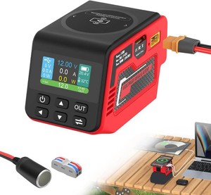 $46 Kzreect 300W Adjustable DC 2 30V Voltage Regulator Compatible with Milwaukee 18V Battery XT60 Output, 140W Type-C, 18W USB-A, 15W Wireless Charger, LCD Display (Battery Not Included)