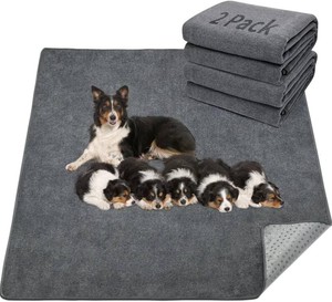 $39 LOOBANI 2 Packs Extra Large Reusable Dog Mat for Floor, Non-Slip Washable Pee Pad for Dogs, Fast Absorbent Pet Whelping Pads, Puppy Playpen Mat for Incontinence, Housebreak, Crate, 48x48in, Gray