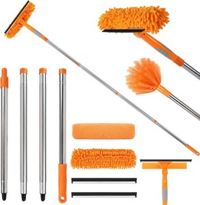 $20 Professional 67 Window Squeegee, 3-in-1 Rotatable Squeegee for Window Cleaning with Extension Poles, Window Cleaner Tool Kit for Indoor & Outdoor High Windows and Car Glass