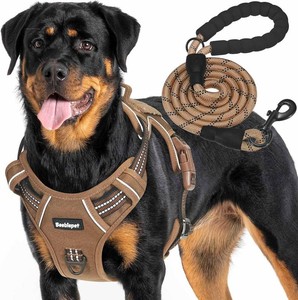 $24 Beebiepet Heavy Duty Tactical Dog Harness for Small Dogs, No Pull Adjustable Pet Harness Reflective Service Training Easy Control Pet Vest Military K9 Working Dog Harnesses-X- Large, Brown