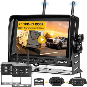 $120 Wireless Backup Camera - Rv Backup Camera with HD 7 Monitor - Dual Back Up Camera Systems for Truck - IP69 Waterproof Rv Camera with DVR, Night Vision for Rv, Truck, Trailer and Camper