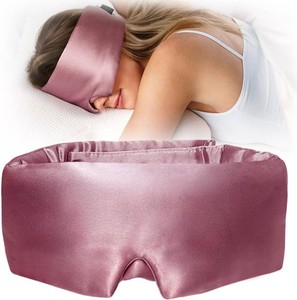 $20 YFONG 100% Mulberry Silk Sleep Mask, Total Blackout Silk Eye Mask for Sleeping Women & Men, 22 Momme 6A Grade Pure Silk with Adjustable Band Designed for Side Sleeper Pink