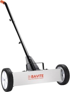 $40 E BAVITE 45Lbs Nail Magnetic Sweeper,17 Inches Heavy Duty Telescopic Magnet Broom Large Rolling Nail Finder Magnet Tools with Wheels Cleanup and Long Adjustable Handle for Yard