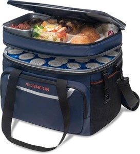 $46 EVERFUN Small Compact Cooler Bag 2448 Can Insulated Lunch Box Double Deck Soft Leak-Proof Waterproof Collapsible Ice Chest for Men Women Work Travel Car Trip Picnic Beach