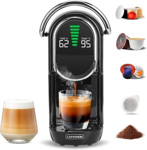 $150 Magician1 Mini Espresso Machine for Nespresso Original, Dolce Gusto, Lavazza Blue, ESE Pods, 19-Bar Coffee Machine for Ground Coffee, Coffee Maker with adjustable Temp & Cup Size, 21oz Reservoir
