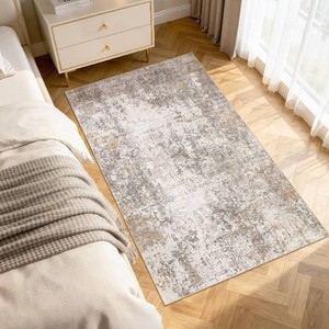 $26 Area Rugs for Living Room 3x5 Abstract Washable Rug Modern Neutral Large Soft Stain Resistant Non-Slip Backing Machine Table for Bedroom Dining Room Indoor Home Office Carpet - Brown Grey
