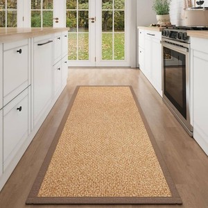 $25 YDKGL Hallway Runner Rug Kitchen Runner Entryway Rugs Floor Mat 2x5 Brown  Non Slip Absorbent Washable Farmhouse Jute Like Woven Soft Carpet for Indoor Backdoor Laundry Hall Bedroom Living Room