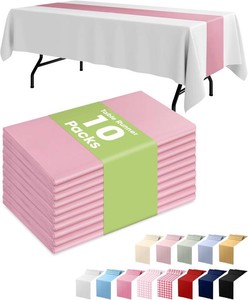 Pureegg Light Pink Plastic Table Runners - 10 Pack, 14 x 108, Water Resistant & Disposable Centerpiece Decorations for Table Cloth, Wedding, Birthday, Holiday, Baby Shower, Party, Home Decor