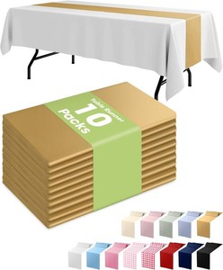 Pureegg Gold Plastic Table Runners - 10 Pack, 14 x 108, Water Resistant & Disposable Centerpiece Decorations for Table Cloth, Wedding, Birthday, Holiday, Baby Shower, Party, Home Decor