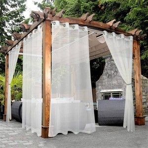 $26 BONZER Waterproof IndoorOutdoor Sheer Curtains for Patio - 2 Panels Grommet Voile Curtains for Living Room, Bedroom, Porch, Pergola, Cabana, 54 x 108 inch, Beige