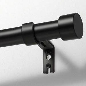 $33 Zeerobee Curtain Rods for Windows 32 to 144, Black Curtain Rod, Adjustable 1 Inch Heavy Duty OutdoorIndoor Modern Drapery Pole, 32-144