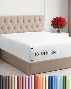 $25 Extra Deep King Fitted Sheet - Hotel Luxury Single Fitted Sheet Only - Easily Fits 18 inch to 24 inch Mattress - Ultra Soft, Wrinkle Free wExtra Deep Pockets - Easy-Care, Breathable & Comfy - White