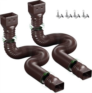 $19 YOTODY 2 Pack Rain Gutter Downspout Extensions Flexible,Universal Drain Downspout Extender Drainage Connector 21-68,Screws for Included,Brown