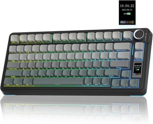 $72 AULA S75 PRO Wireless Mechanical Keyboard with Screen&Knob, Tri-Mode Hot Swappable Gaming Keyboard 75%, Pre-lubed Switches, RGB Backlit, Side Printed PBT Keycaps, Creamy Sounding Computer Keyboards