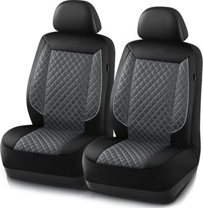 $41 Skechers Car Seat Covers,Piping Luxury Faux Seat Covers,Waterproof Anti Slip Car Seat Protector Front Seats,Car Accessories Airbag Universal Fit for Most Cars,Vans,Trucks,SUV,Gray