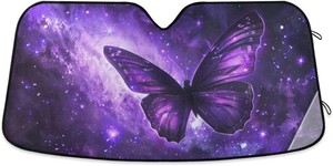 $20 Car Windshield Sun Shade Butterfly Purple Galaxy Foldable UV Ray Sun Visor Protector Sunshade to Keep Your Vehicle Cool 55 x 27.6