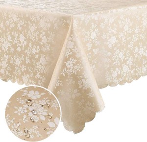 $13 Smiry Rectangle Table Cloth, Waterproof Heavy Duty Vinyl Tablecloths, Wipeable Washable Table Cover for Kitchen and Dining Room (Beige, 60 X 84)