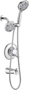 $120 5 Dual Shower Combo Faucet Compatible with 17& 1700 Series Tub Trim Kit, High Pressure Rain Shower Head& Handheld Set, (Valve& Catridge Not Inclued), Chrome