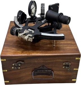 $150 Vintage Nautical 9 Sextant with Wooden Box  Classic Maritime Decorative Instrument for Home Office & Gifts (SEE PHOTOS)