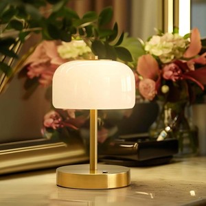$22 Oneach 9 Cordless Table Lamp, Gold Rechargeable Battery Operated Lamp, 3-Way Stepless Dimming Touch Lamps, Small Glass Bedside Nightstand Light for Bedroom Dining Table Living Room Shelf Decor (Lamp Only)