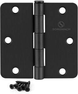 $40 Door Hinges 3 12 Inch Matte Black 3.5 Inch Interior Hinges 14 Radius Iron Hinge 3  x 3   Door Hardware - 18 Pack