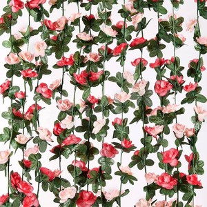 $33 MARTINE MALL Flower Garland Vines, 16 Strands 132Ft for Bedroom, Rose Decoration, Floral Garland for Room Table Birthday Wedding Party Garden Wall Decor