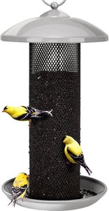 $23 Kingsyard Finch Feeders for Outdoors Hanging, Metal Mesh Tube Bird Feeder for NyjerThistle Seed, 2.5 lbs Large Capacity (Grey)