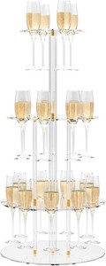 $41 Champagne Display Holder Stand for Party With 20 Slots, Cocktail tree Stand for Drinks 3 Tier Clear Acrylic Wine Glass Stemware Display Rack, Champagne Flute Wall Holder for Party