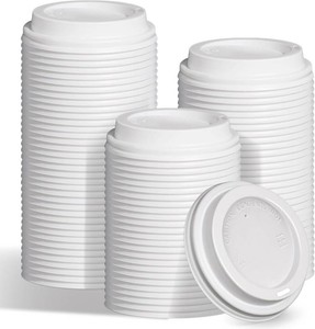 $16 GGOLDMER 150 Pack Plastic Coffee Cup Lids for 10, 12, 16, 20, 22 oz Paper Cups, 90 mm3.5 inches, Disposable Dome Coffee Lids for Tea, Hot Chocolate, Espresso, White