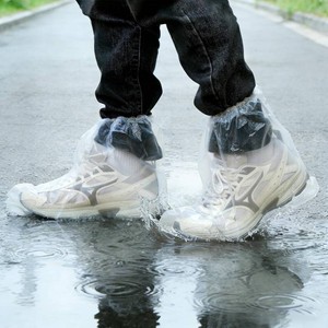 10 Pairs Disposable Plastic Shoe Covers & Boot Covers - Waterproof Non-Slip Overshoes for Men & Women, Transparent Rain Shoe Protectors for Indoor & Outdoor Use (Clear)